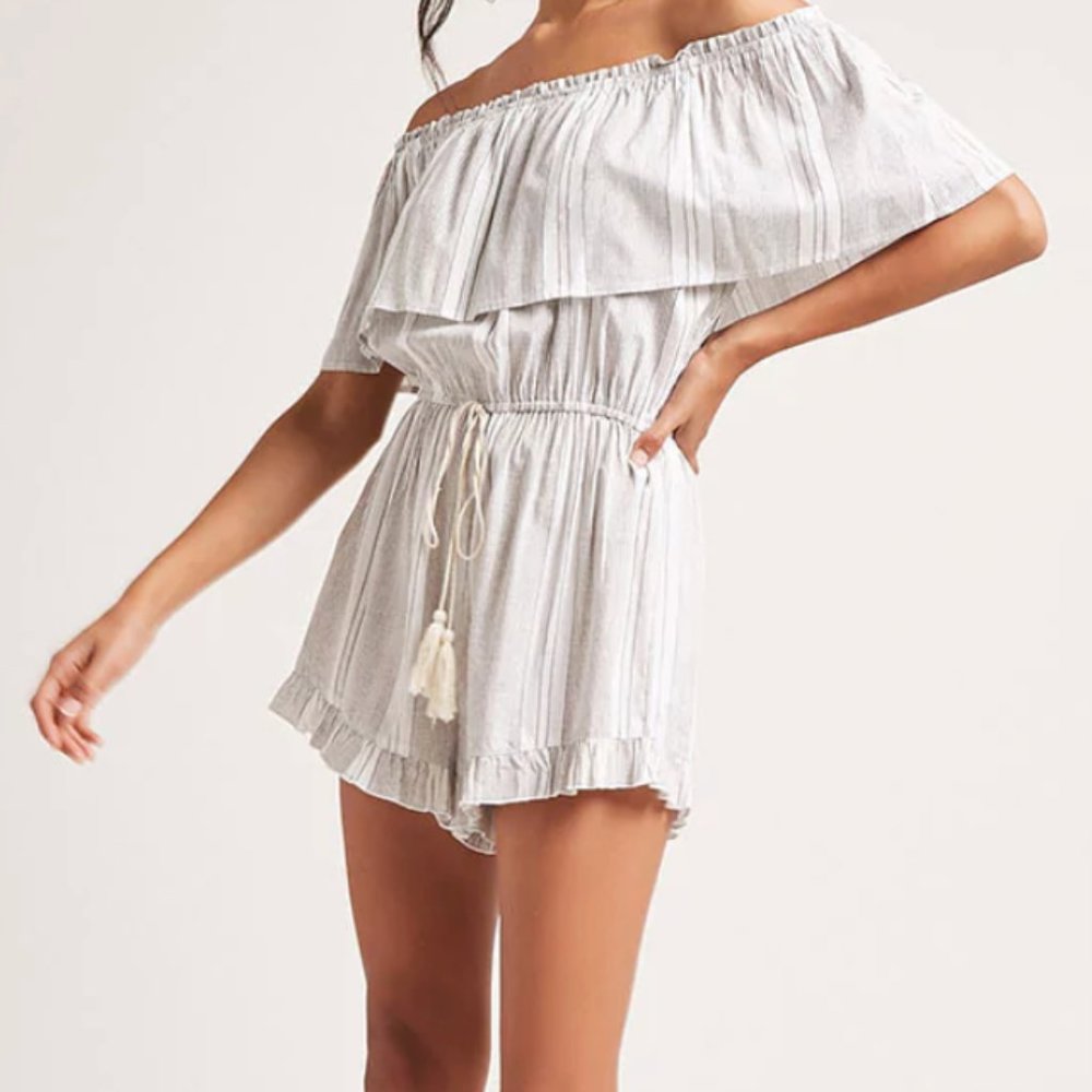Lunik striped off the shoulder romper sz S